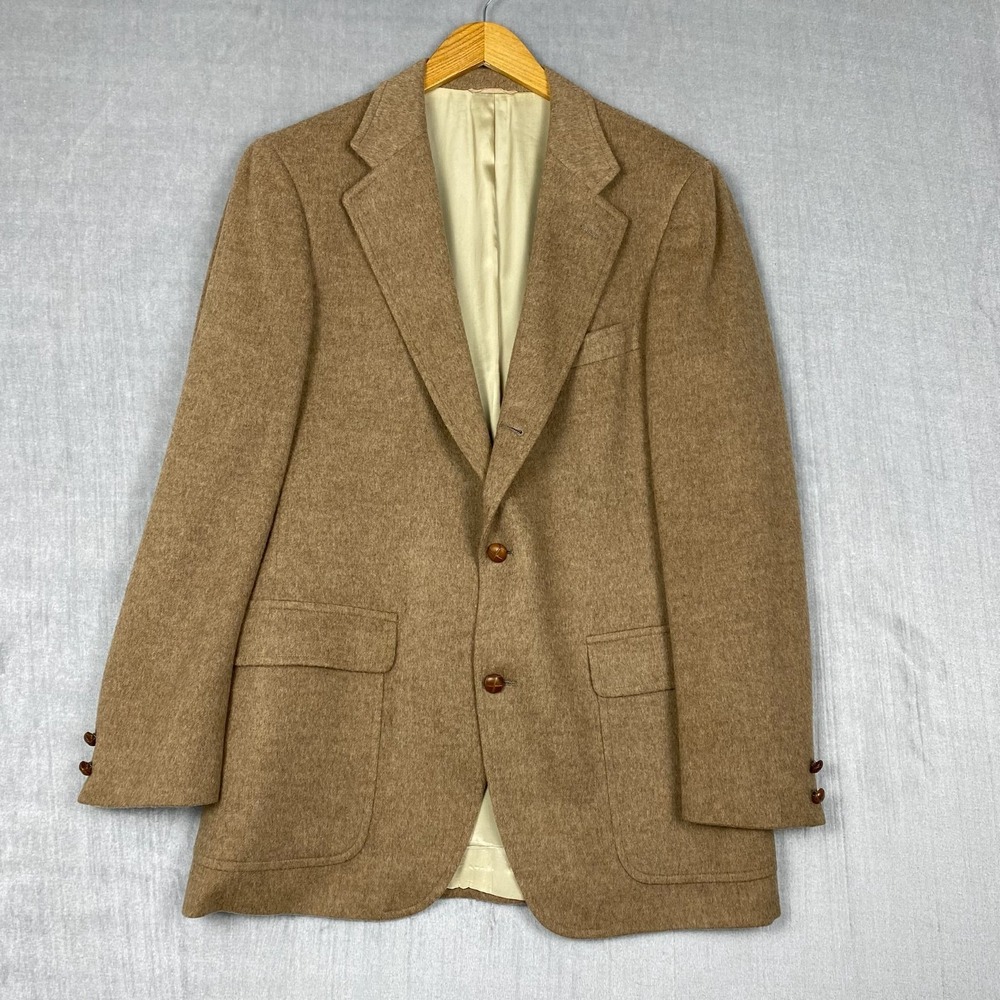 Vtg Camel Hair Sport Coat Mens 44L Scotland Union Made Ivy League Academia Prep‎
